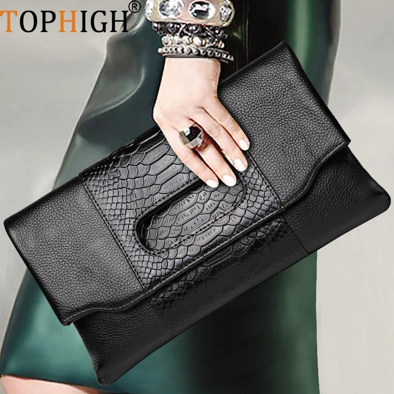 

Snake Pattern Women Handbags Genuine Leather Envelope Clutch Bag For Women 2023 Day Clutches Wristlet Bags