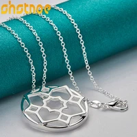 925 sterling silver 16 30 inch chain round flower necklace for women party engagement wedding fashion charm jewelry