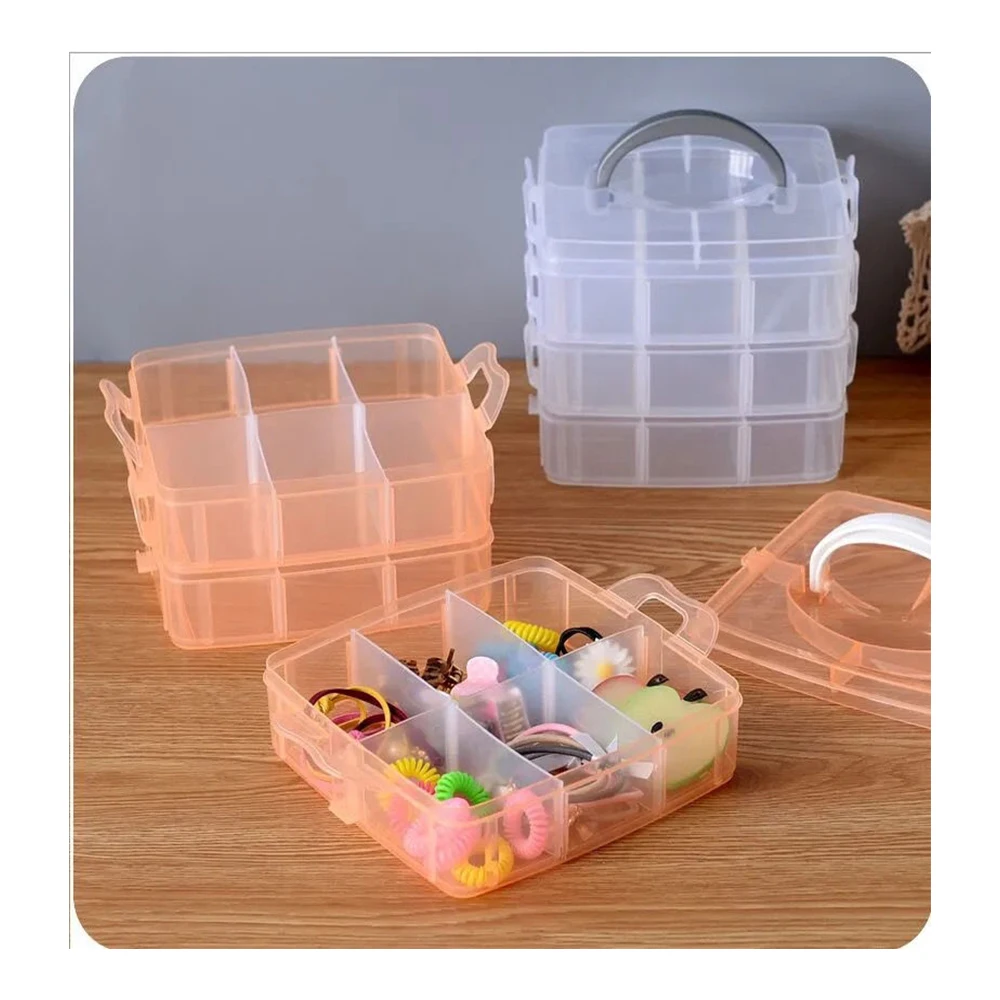 Three-layer Jewelry Sorting Box Can Be Split Partition Transparent Plastic Organizer Girl Headdress Storage Boxes