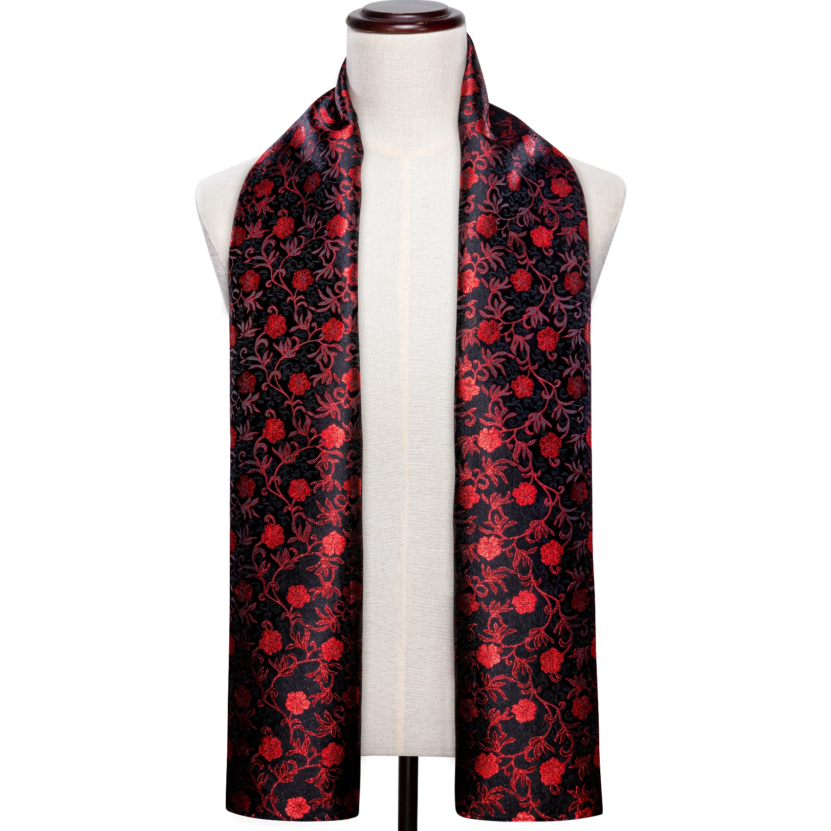 

Luxury Brand Men Scarf Red Jacquard Woven Classic Autumn Winter Floral Scarfs Casual Business 160*50cm Designer Barry.Wang WJ-10