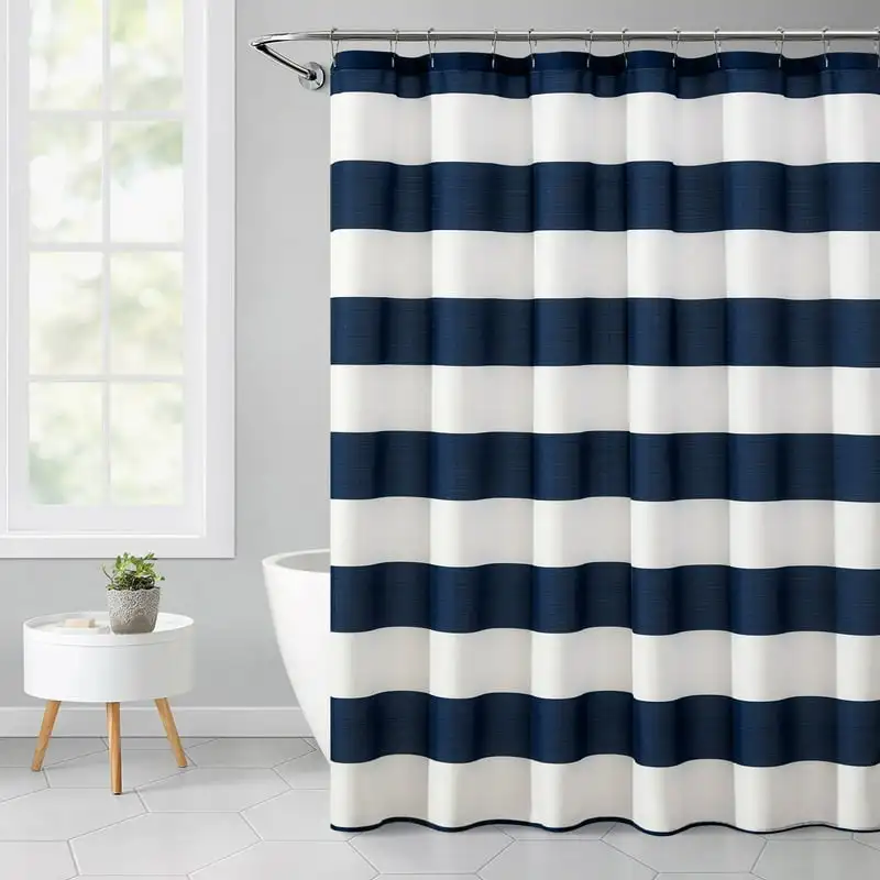 

Striped Printed 72" x 72" Ribbed Textured Shower Curtain, Polyester
