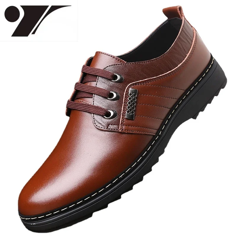 

Мужские деловые туфли из натуральной кожи, коричневые Повседневные Удобные деловые туфли, дизайнерская обувь для весны и лета, 2019