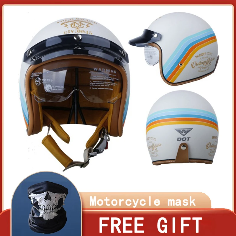 

Universal Motorcycle Helmet Retro Safe Riding Scooter Headpiece with Visor For Kawasaki Z250 Z400 Z750R ER4n KLE650CCF VULCAN900