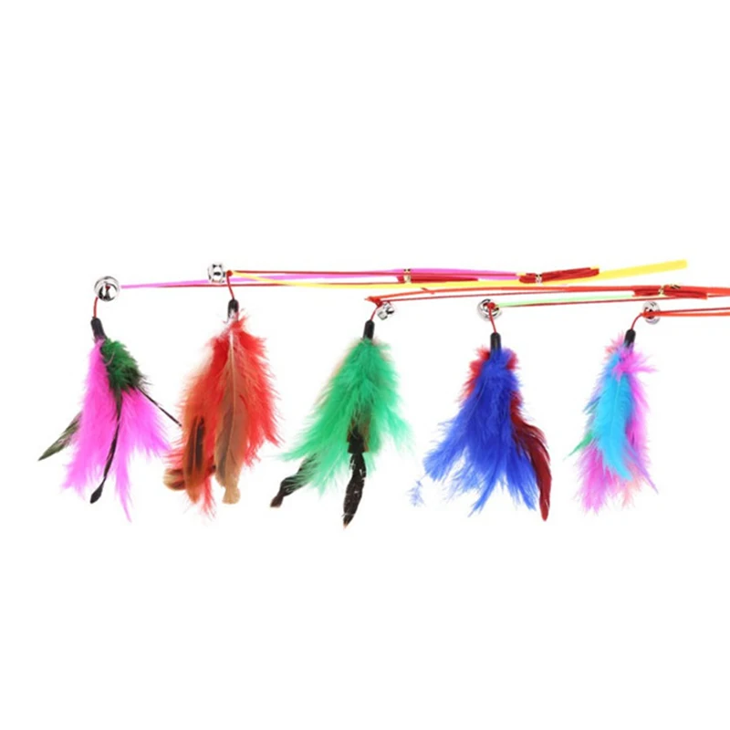 

Pet Cat Bell The Dangle Faux Mouse Feather Rod Roped Funny Fun Playing Toy Funny Fishing Rod Game Wand Feather Stick Toy for Cat