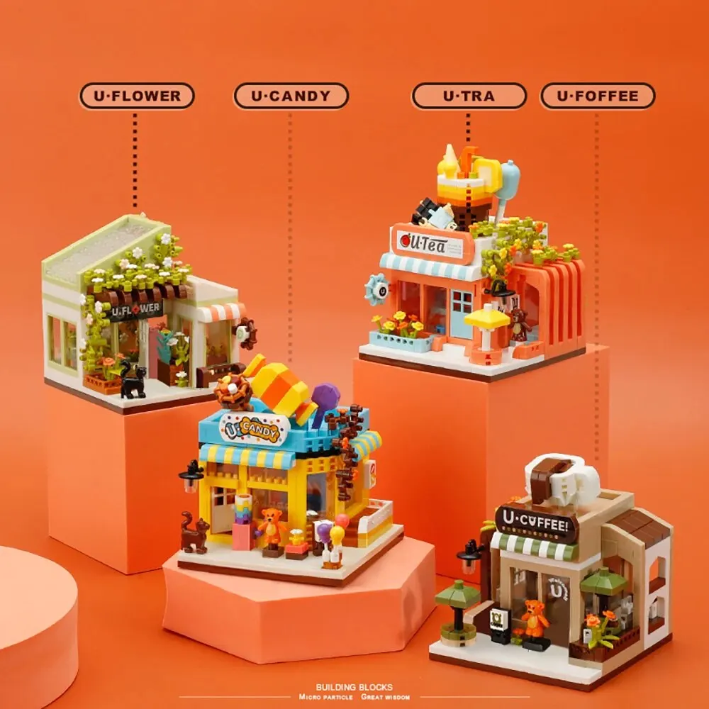 ondę miasto kawiarnia zestaw klocków dla dzieci unisex Mini cegły samoblokujące plastikowe klocki budowlane zabawka dziec...