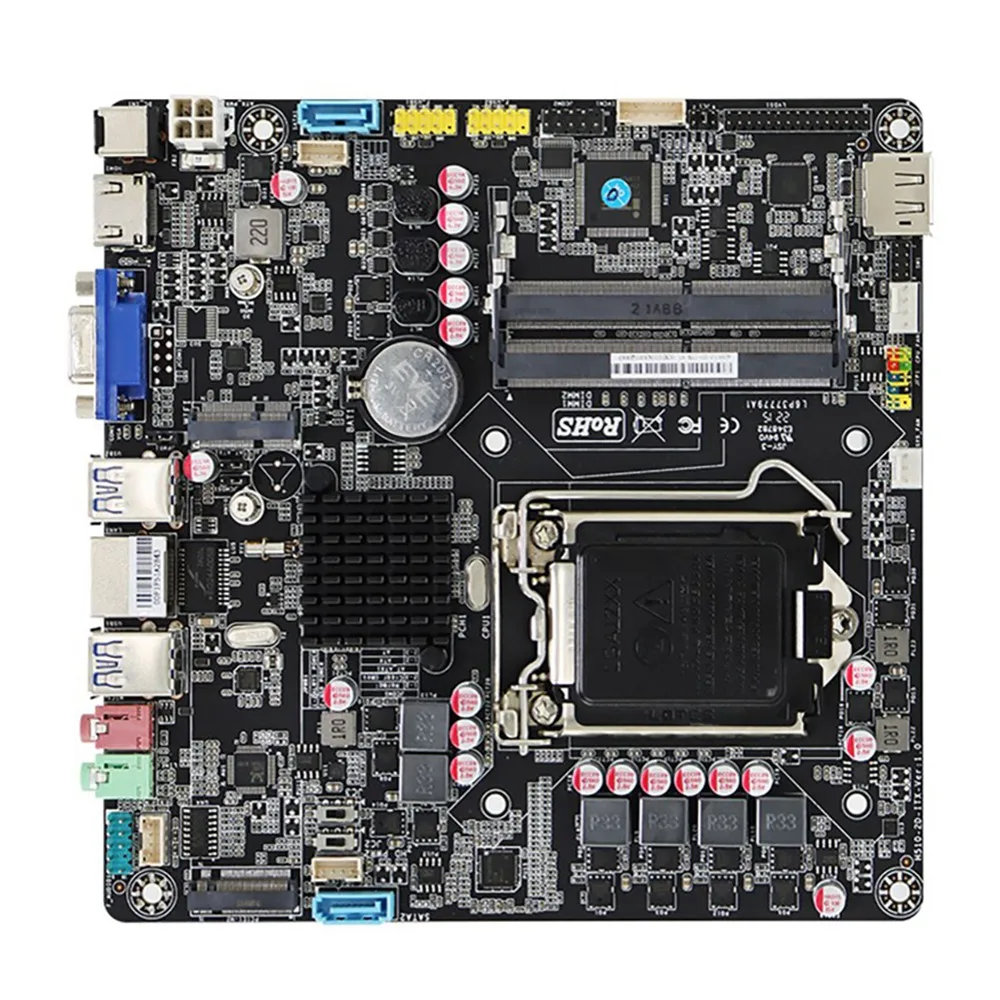 

H510 ITX Industrial Control Motherboard for Intel 10/11 Core I7/I5/I3 CPU DDR4 2400MHZ 2 Channel Windows10 No GPU Slot