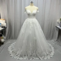 2022 off the shoulder sweetheart luxury a line plus size wedding dress with lace appliques custom made bridal dresses
