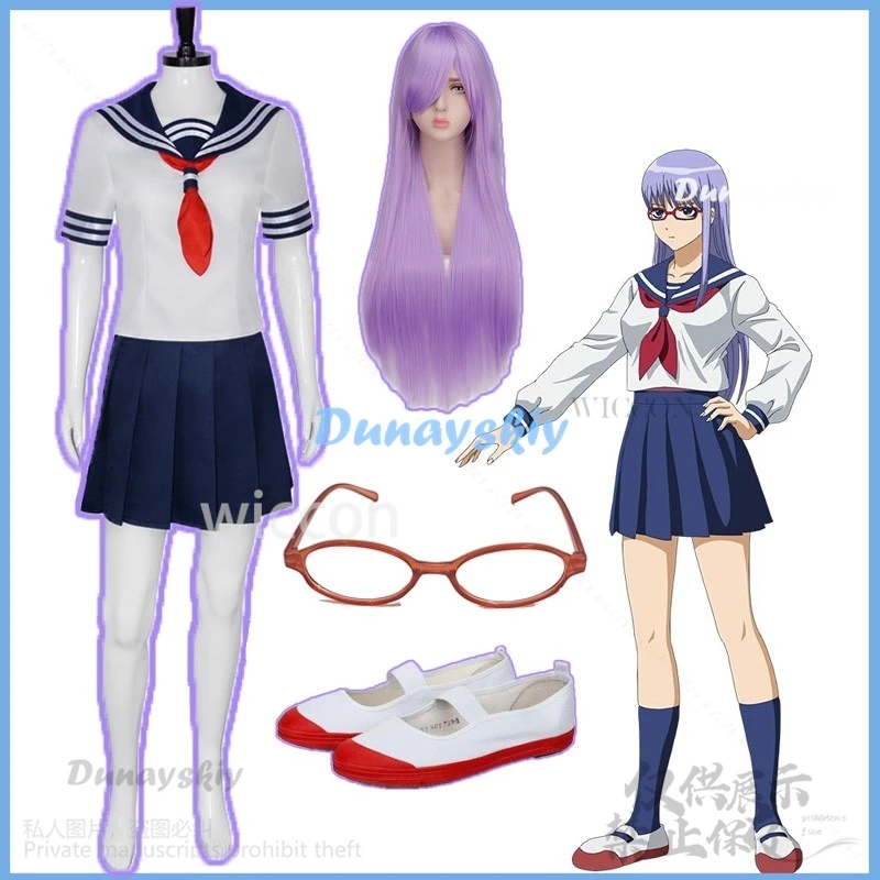 Аниме GinpachiSensei Косплей Gintoma Sarutobi Ayame Костюм JK Школьная форма Платье Лолита Парик