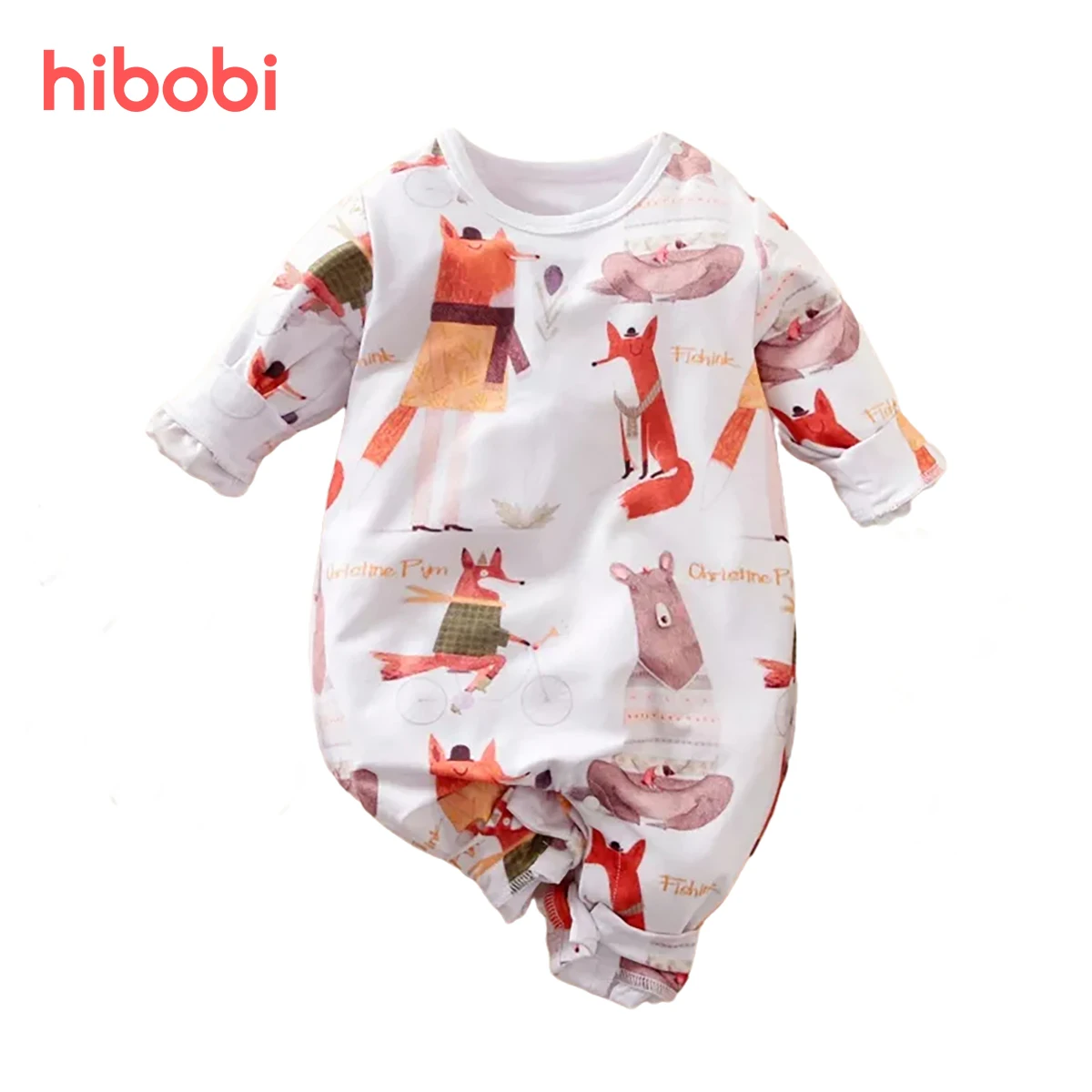 

hibobi Baby Boy Fox Pattern Long Sleeve Jumpsuit Boys Girls Rompers Long Sleeve Clothing Infantis Menino Overalls Costumes