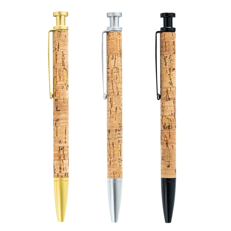 

Portable Retractable Ballpoint Pen Metal Pen Clip Wooden Pen Grip 1.0mm Bullet Nib Write Smoothly Gift for Women Men