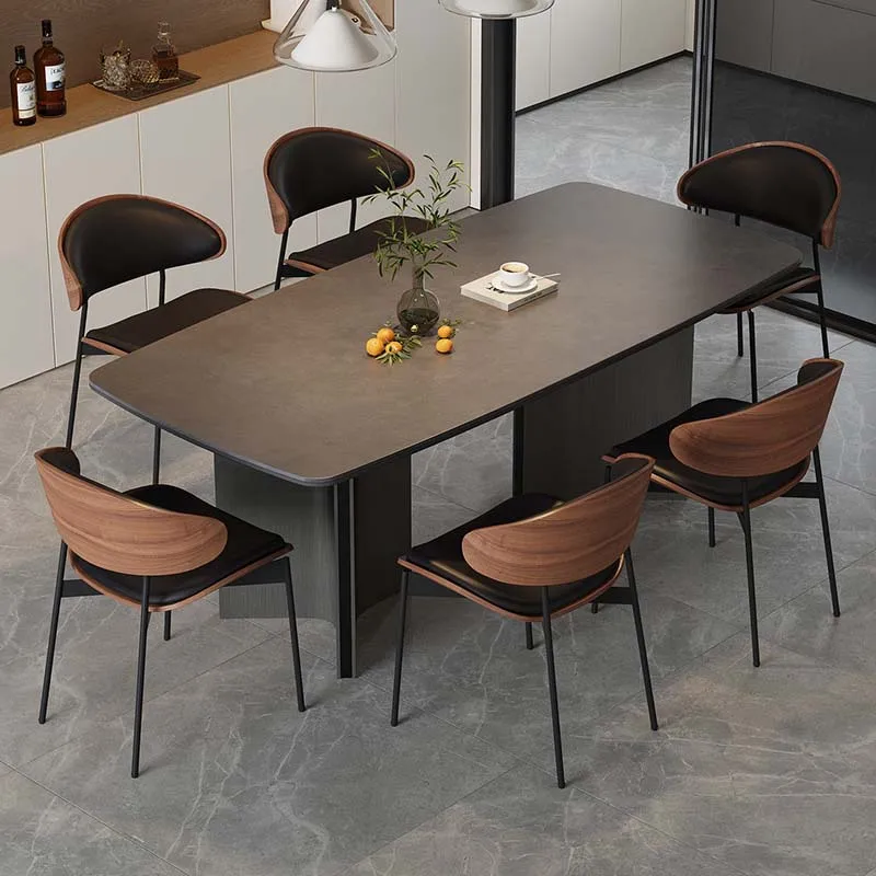 Металлический черный обеденный стол прямоугольный итальянский современный для
