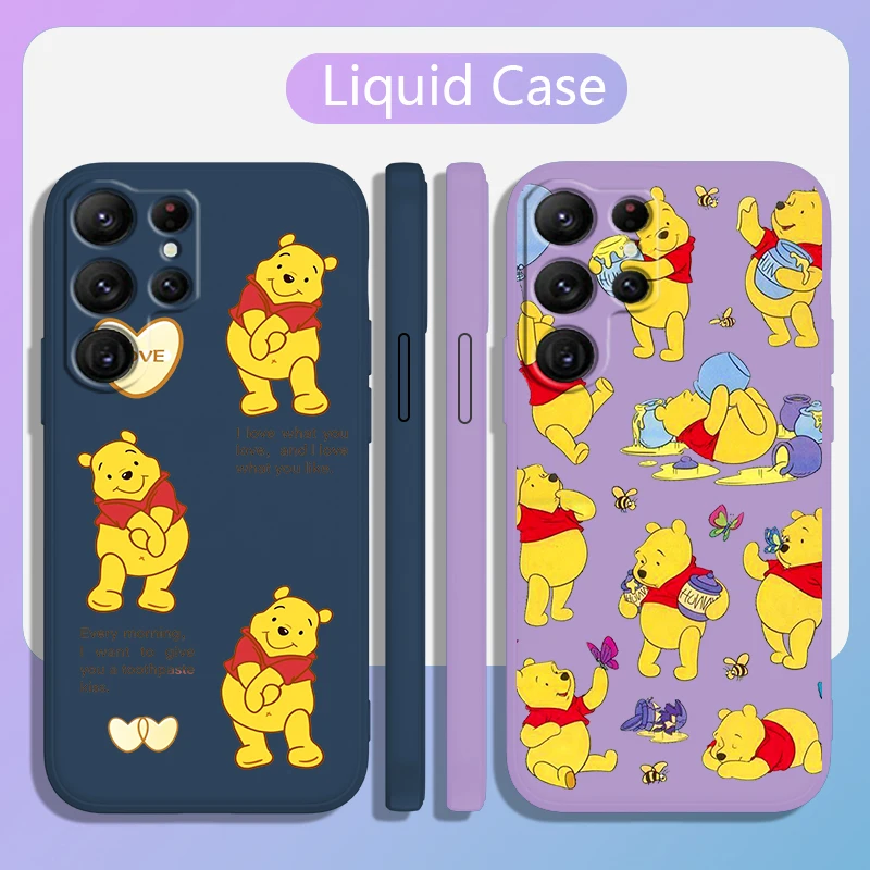 

Disney Winnie the Pooh Anime Case For Samsung Galaxy S22 S21 S20 S10 Note20 10 Ultra Plus Pro FE Lite Liquid Rope Phone Cover