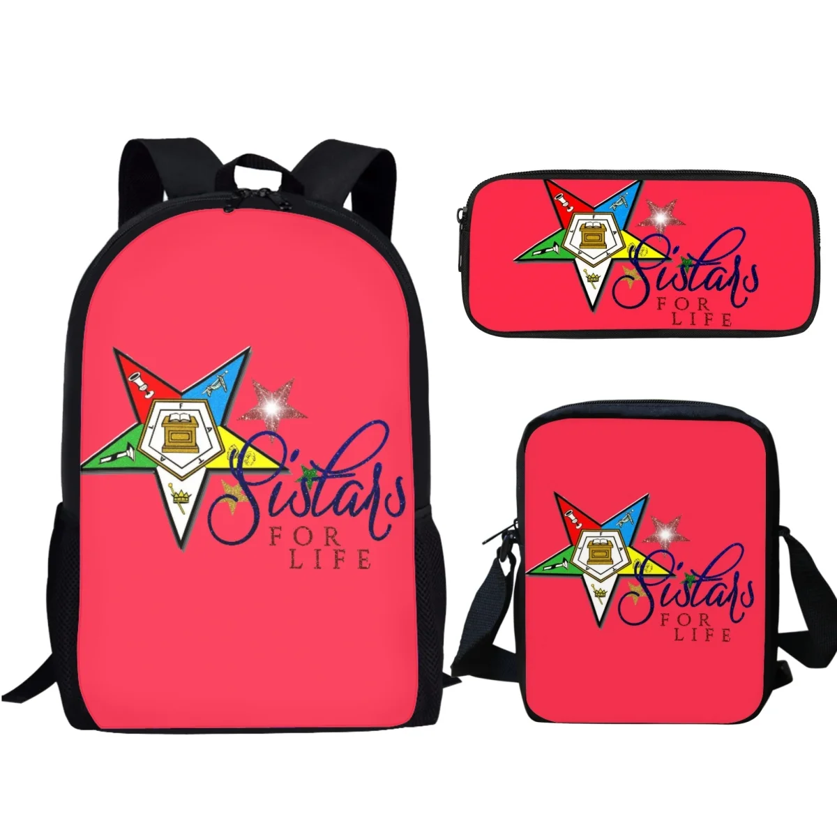 OES Sistars Order Of Eastern Kids School Bags Girls Fashion Student Backpack Back to School 3PCS/Set Boys Book Shoulder Bags