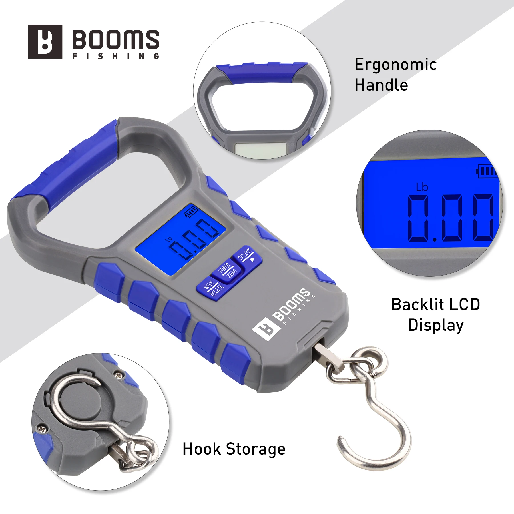 Фото Рыболовные весы Boomsfishing XW50, USB-зарядка, емкость 65 фунтов/30 кг, ультратонкий цифровой ЖК-дисплей, эргономичная ручка, аксессуары для рыбы №4