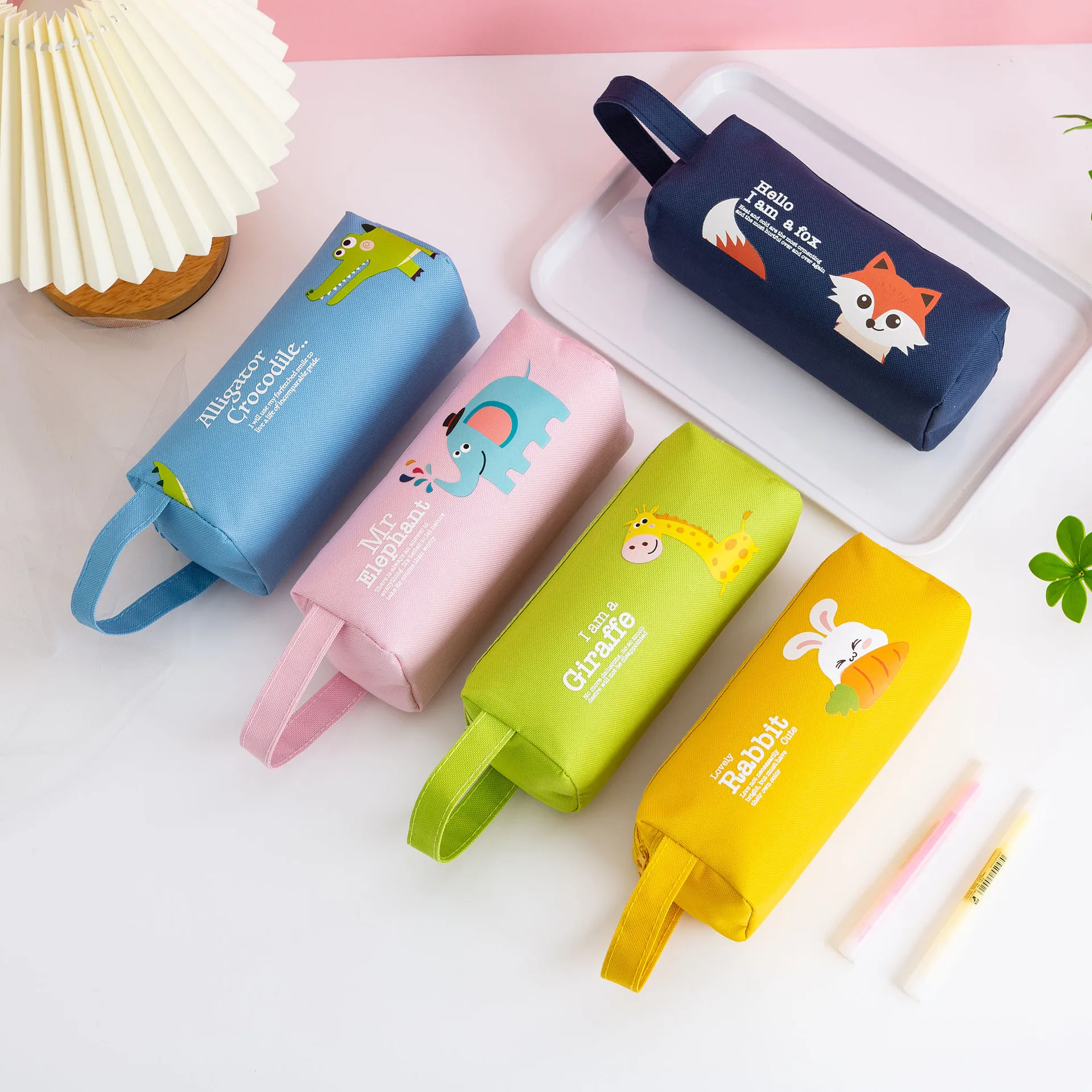 

Japan and South Korea Portable Cartoon Pencil Case Large Capacity Cloth Stationery Bag Cute Storage Bag Female Pencil Case