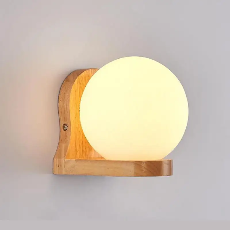 

American Wall Lamp Wood Bedroom Bedside Lamps Modern Simple Stairway Passage Living Room Led Creative Wall Light