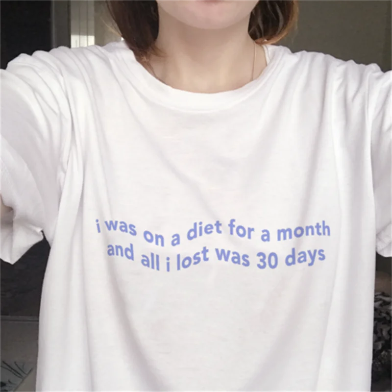 

Женская одежда в готическом стиле TeeShirt, винтажная блузка в стиле аниме «я на диете в течение месяца», одежда для женщин