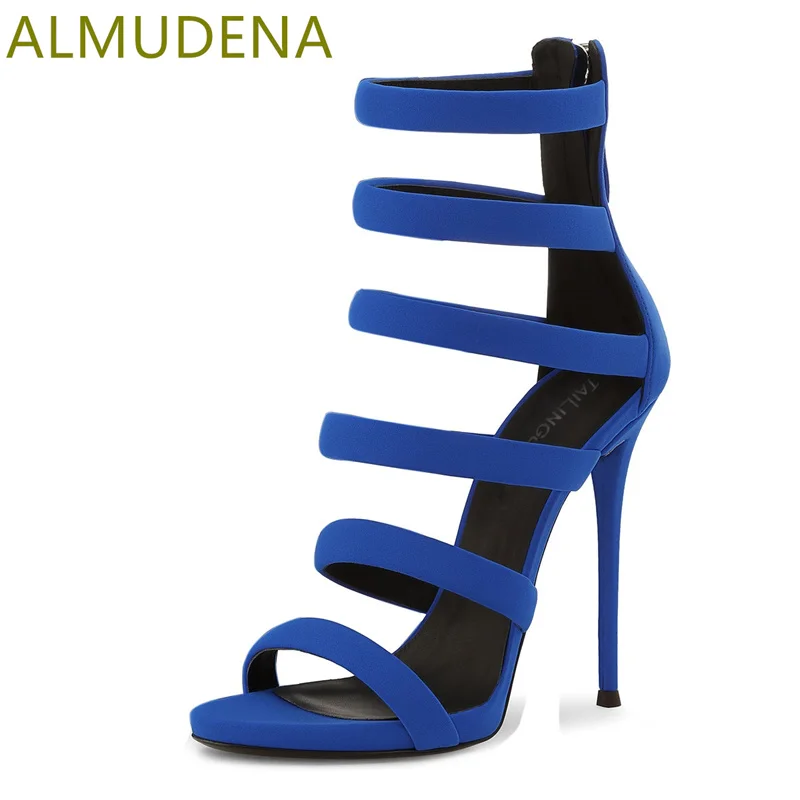 Women Sandals Hollow Thin Heel Back Zip Fashion Shoes Super High Heel Cover Heel Solid Party Dress Shoes Adults Modern Sandals