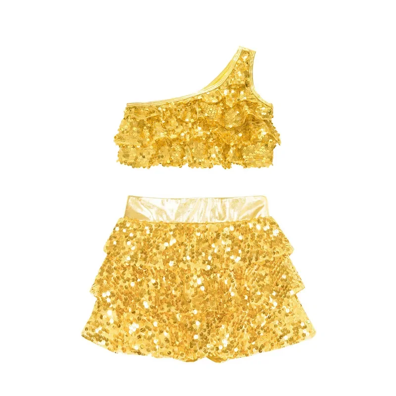 Детские блестящие металлические блестки для девочек джазовые наряды латинских