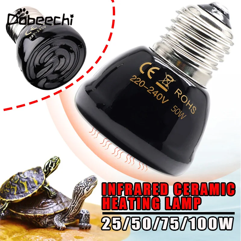 

25/50/75/100W Pet Heating Lamp 110V 220V Infrared Ceramic Emitter Heat Light Bulb Pet Brooder Chickens Lizard Reptile Lamp