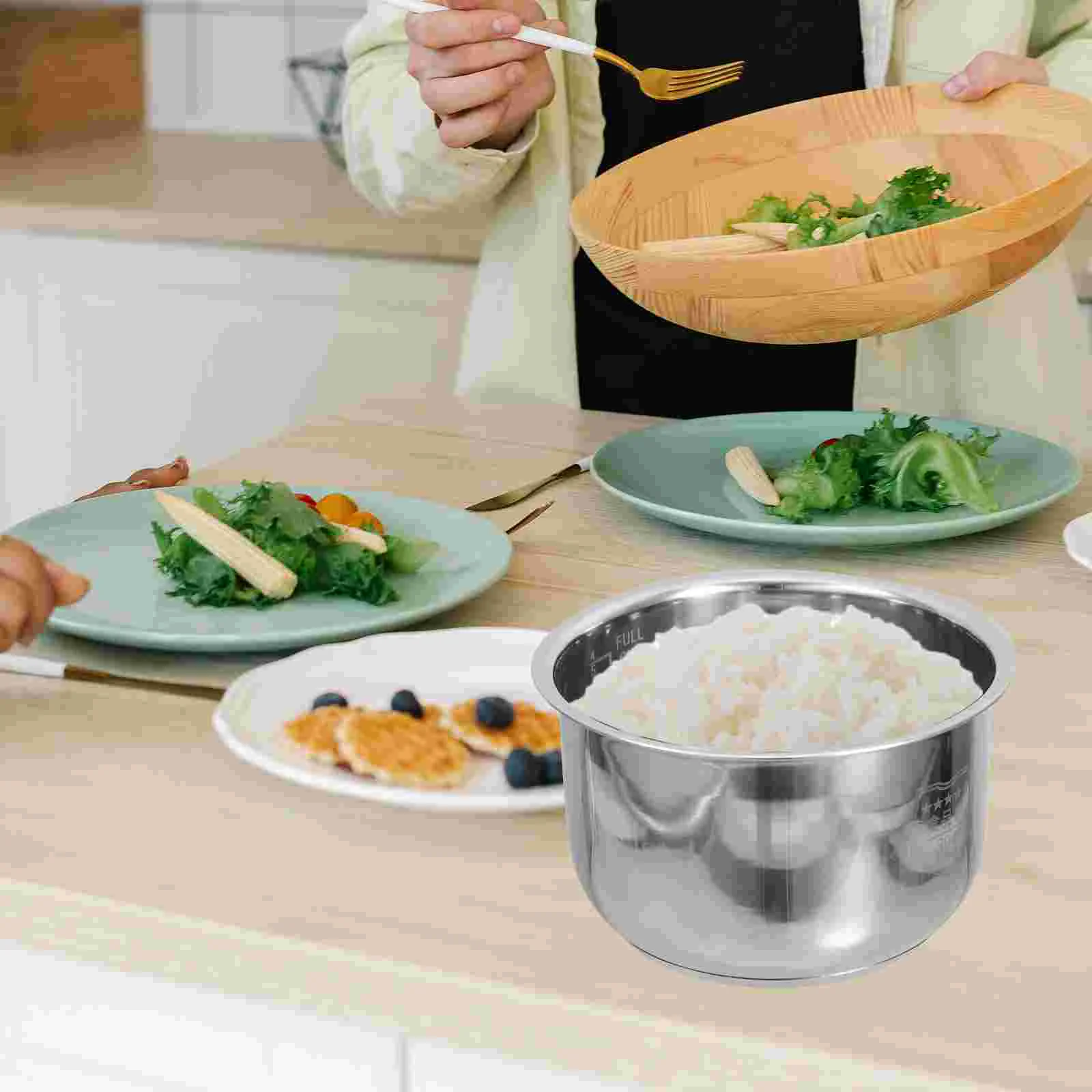 

Power Cooker Inner Pot 2L Stainless Steel Rice Cooker Inner Pot Cooking Pot Inner Tank Electric Cooker Liner Insert