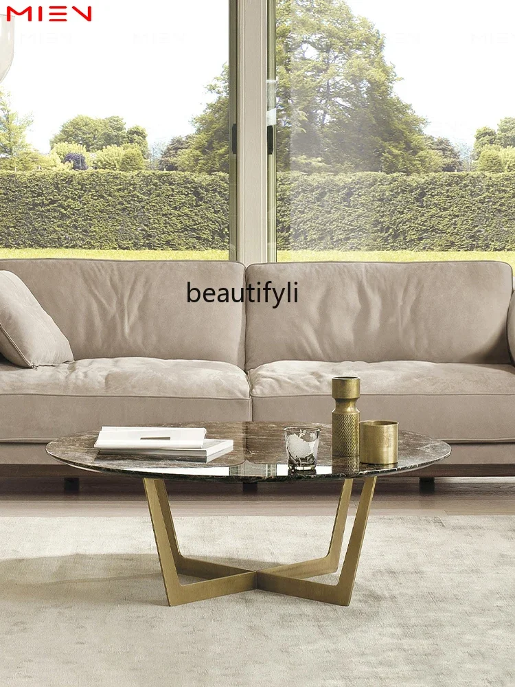 Легкий роскошный журнальный столик для гостиной Emperador с мраморной столешницей
