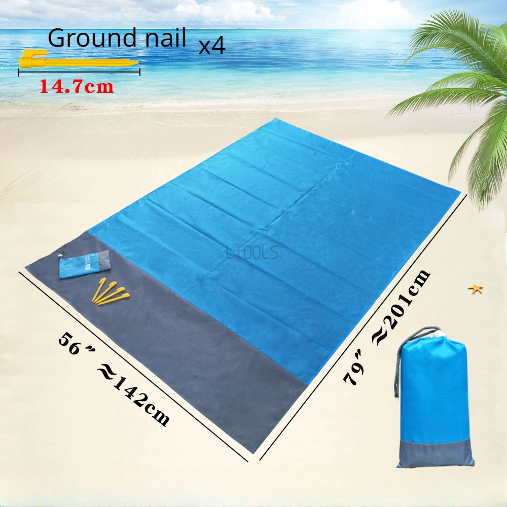 

1.4x2.1m Waterproof Pocket Beach Blanket Folding Camping Mat Portable Lightweight Outdoor Picnic Mat Seat Hiking Activities Pad