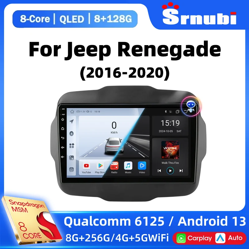 Srnubi 2 Din Android 13 Автомобильный радиоприемник для Jeep Renegade 2016 2017 2018 2019 2020