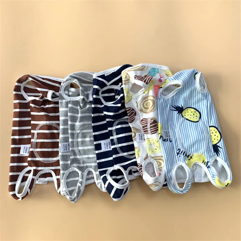 

Pure Cotton Puppy Clothes Dog Pajamas For Small Medium Dogs Yorkshire Terrier Dog Vest Jumpsuit Wrapped Belly Tracksuit Pets PJS