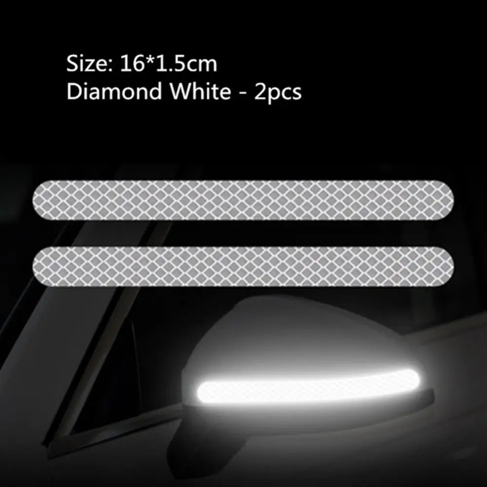 

2Pcs Car Reflector Rearview Mirror Reflective Sticker Truck Vehicle Strip Tape