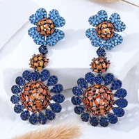 soramoore blue pink flower pendant earring for women original boucle doreille femme 2022 full austrian crystal new luxury charm