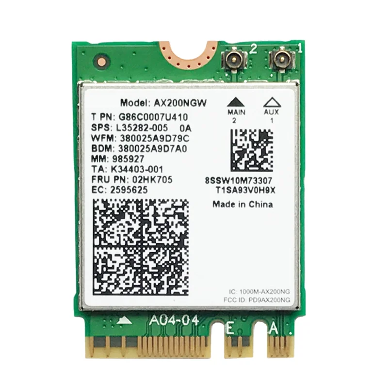 Сетевая карта AX200 AX200NGW M.2 NGFF WiFi-карта Bluetooth 5 0 WiFi 6 2 4G/5G 802.11Ac/Ax беспроводного
