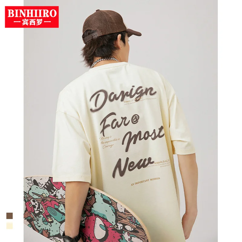 

Модная мужская футболка в стиле хип-хоп 2023, уличная одежда, дизайнерская футболка в стиле Харадзюку с принтом, летняя футболка из 100% хлопка с коротким рукавом, свободные топы, футболки