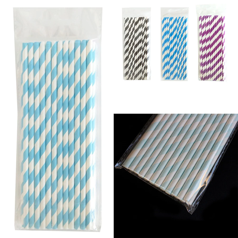 

100Pcs Color Paper Straws Disposable Drinking Paper Straws Rainbow For Birthday Wedding Disposable Tableware Party Supplies