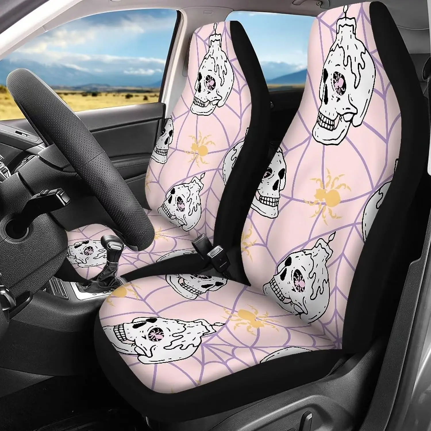 

Automotive Car Seat Protector Halloween Skull Candle Spider Print Car Seat Cover for Suv Truck Car Seat Cover Car Cushion