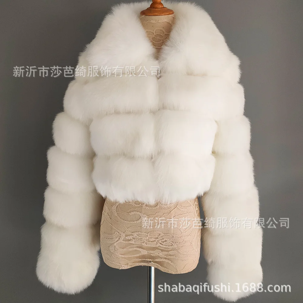 Amorkiss Haining New Women's Wool Imitation Fox Fur Grass Coat Women's Wool Short Wool Coat Lapel