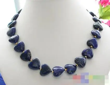 

new Style Hot sale Naturel 18" heart blue lapis lazuli bead necklace Jewellery
