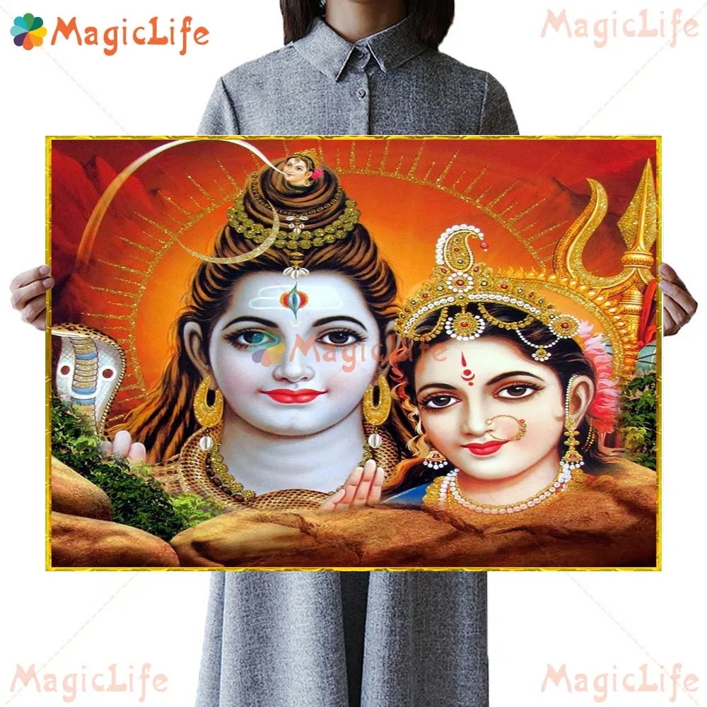 Фото Shiva Family Parvati Hinduism Religion Hanuman Prints Wall Pictures For Living Room Poster Wall Art Canvas Painting Unframed №5