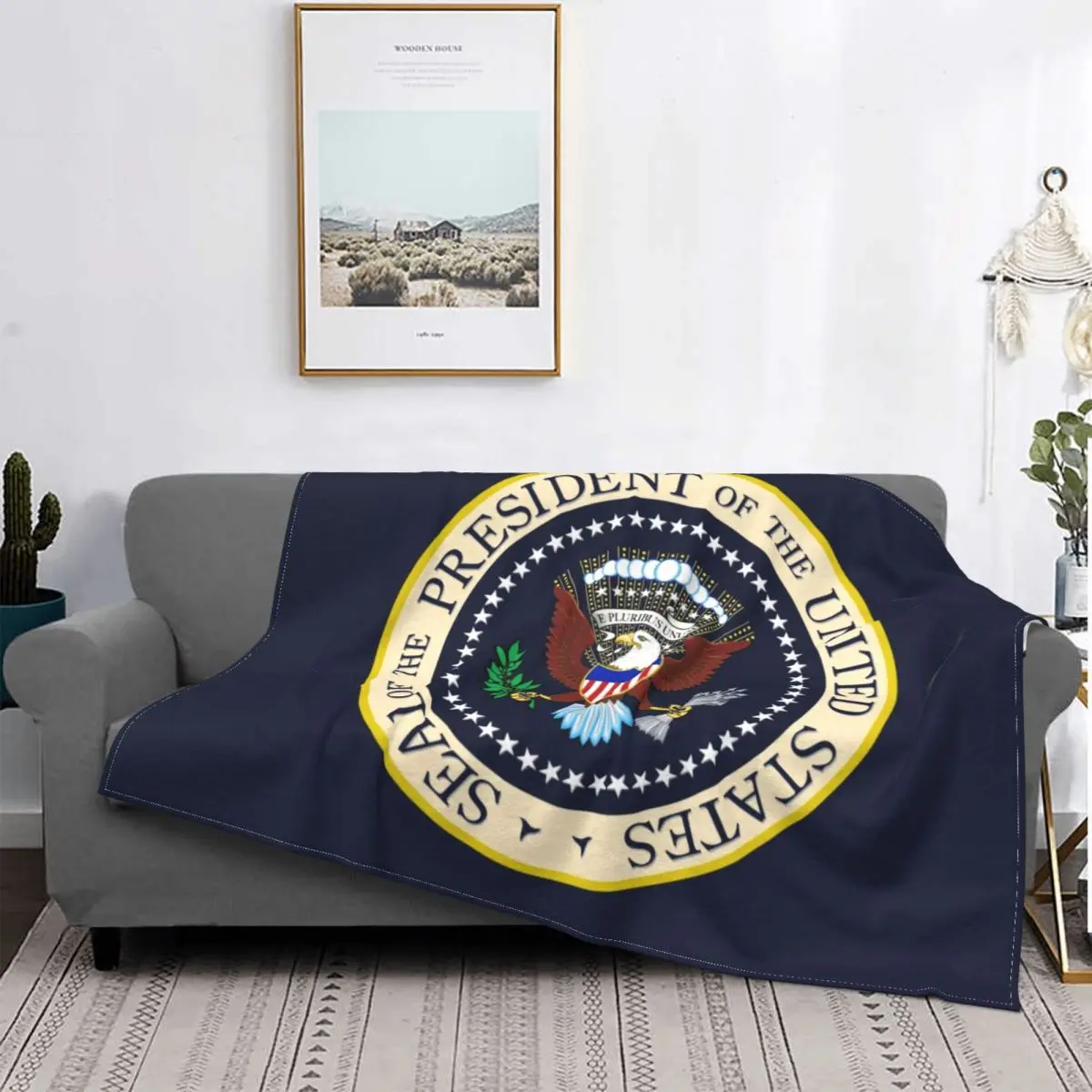 

Seal Of The President Of The United States Blanket Donald Trump USA Vote Election Presidential Seal Logo Throw Blanket for Couch