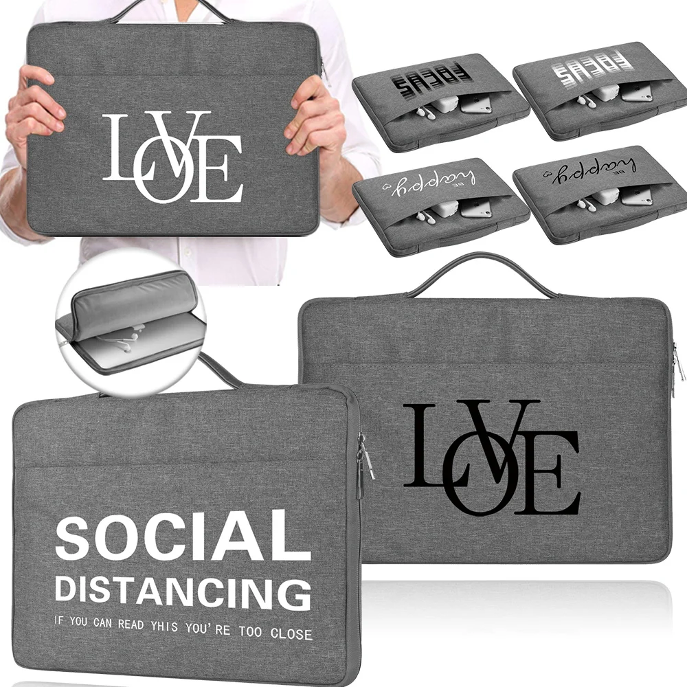 

Men Notebook Cover Computer Bag Universal for Macbook Air Pro 13 10-15.6 Inch Text Print Shockproof Laptop Bags Women Handbags