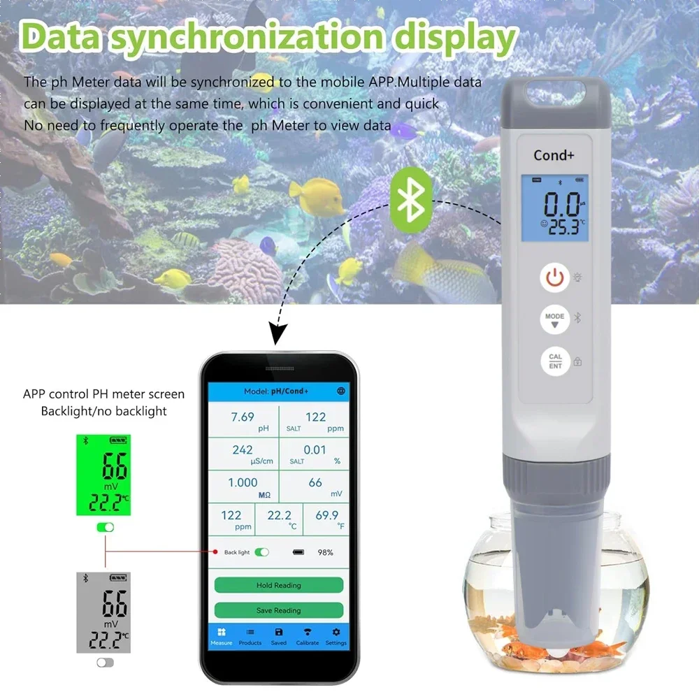 Лидер продаж новейший 7 в 1 водонепроницаемый pH-метр измеритель проводимости