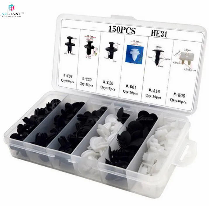

AZGIANT 150PCS Mixed Auto Fastener Universal Car Nylon Boxed Packing Fender Door Plank Fixed Clamp Fastener for All Car buckle