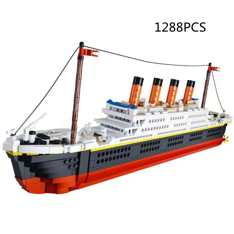 

New 1288PCS 46CM Movie Titanic Cruise Boat Ship City Model Building Kits Blocks Bricks Figures Diy Toys for Children Kid Gift