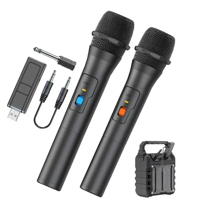

Wireless Microphone Rechargeable Receiver Metal Handheld Wireless Mics Microphone For Karaoke Singing Wedding DJ Party Speech