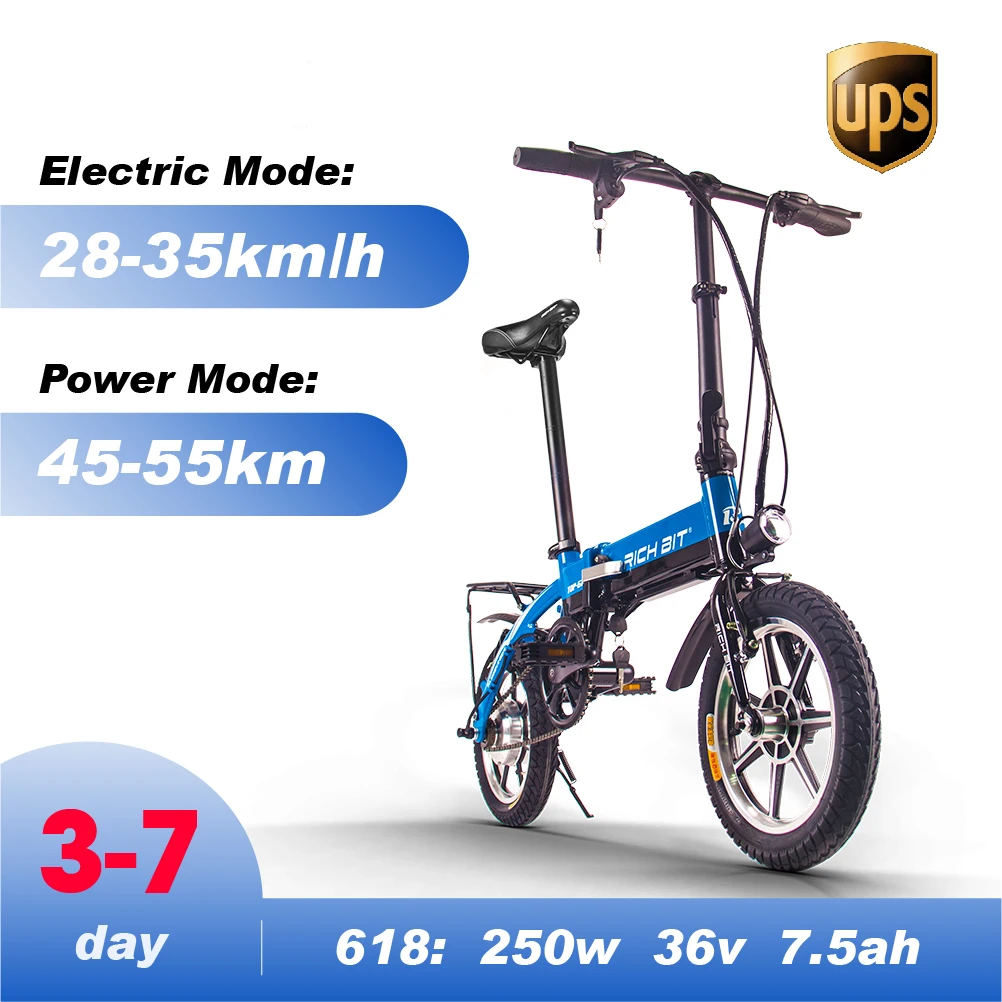 

【EU STOCK】Richbit Electric Bicycle 14 inch Mini Electric Folding Bicycle 250W*36V 7.5Ah Lithium Battery Electric City Bike