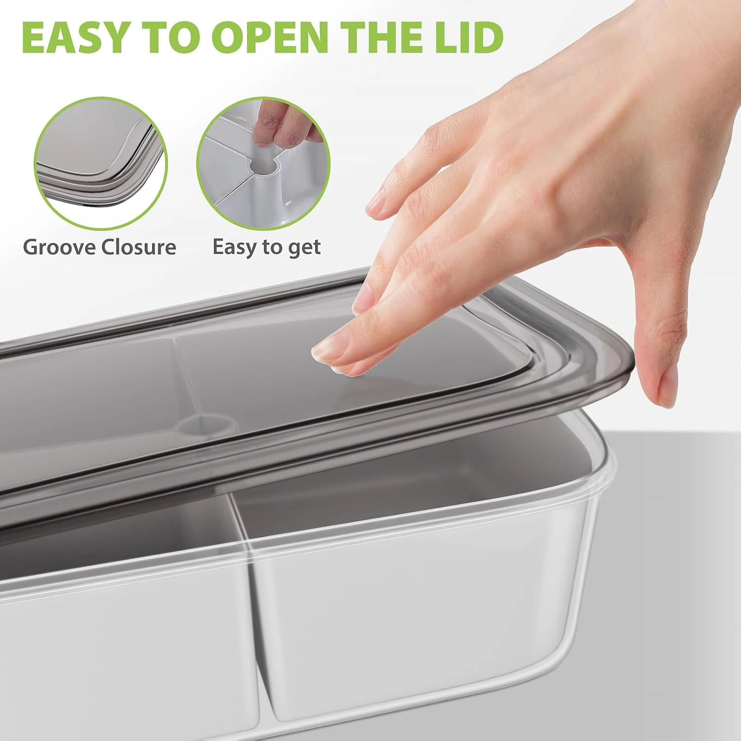 ® Veggie Tray with Lid Divided Serving Container Removable Compartments for Food of Fruits/Vegetables/Snacks DISH