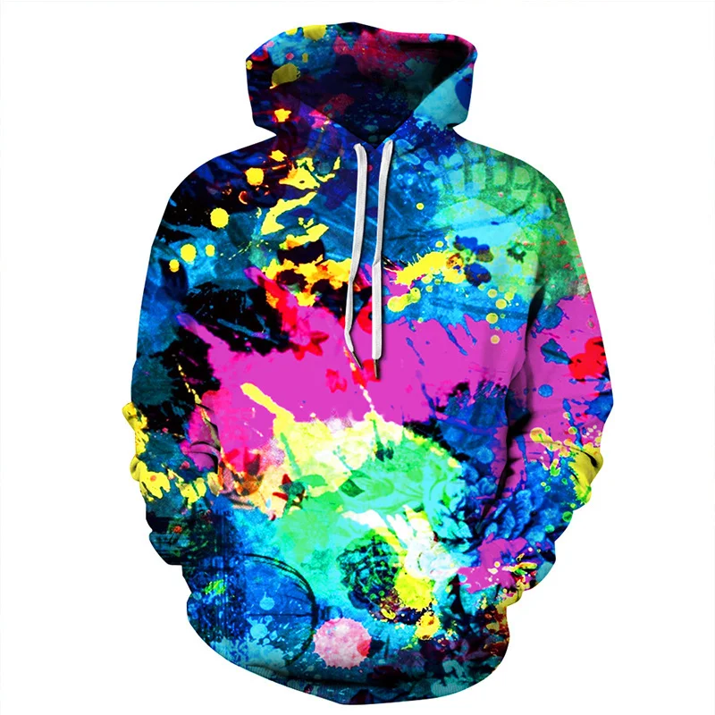 

Europe United States sell 3D digital printing oil painting inkjet color line theme hooded pullover fashion casual street top