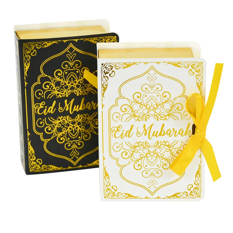 

EID Mubarak Decor 5Pcs Quran Book Shape Paper Food Candy Cookie Box Muslim Islamic Party Ramadan Kareem Gift Package Supplies
