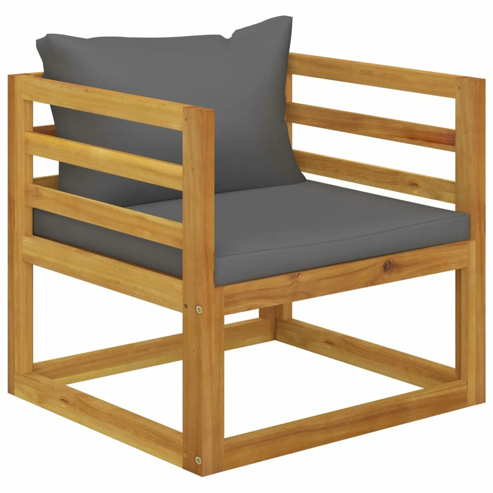 

Garden Chair with Dark Gray Cushions Solid Acacia Wood