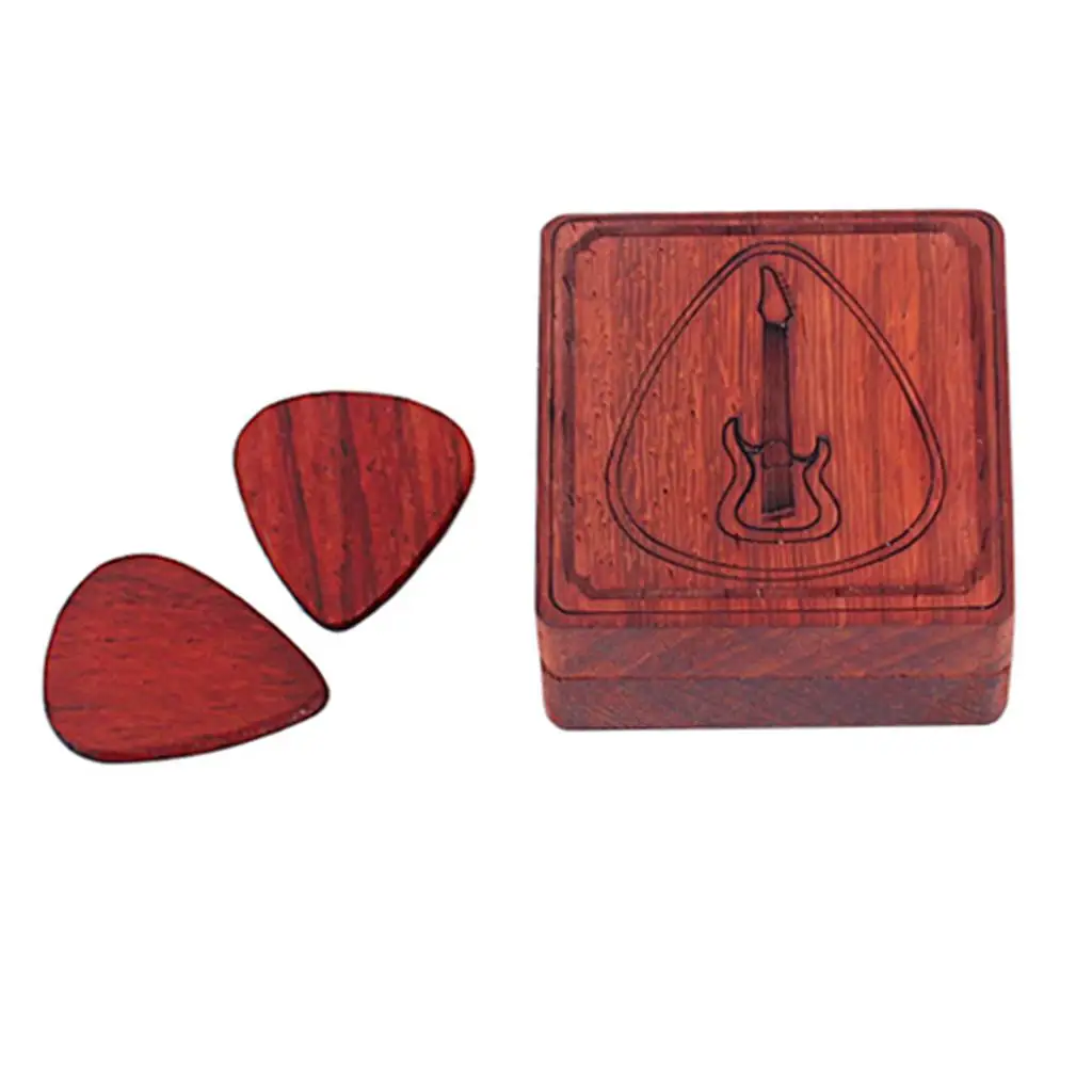 

Natural Rosewood Engraved Guitar Pick Box Holder for Guitar Lover Present